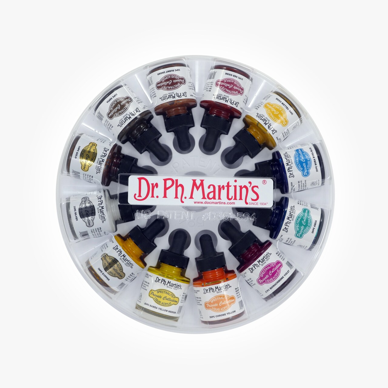 Dr. Ph. Martin's® Spectralite Private Collection Liquid Acrylics, 1.0 US fl oz, Set 3, 1 Set of 12 Bottles